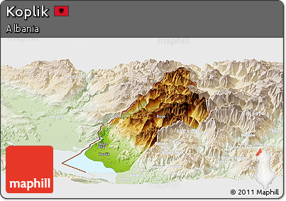 Physical Panoramic Map of Koplik, lighten