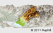 Physical Panoramic Map of Koplik, lighten, semi-desaturated