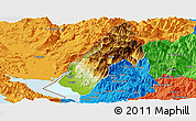 Physical Panoramic Map of Koplik, political outside