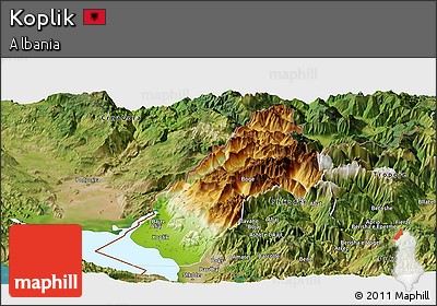 Physical Panoramic Map of Koplik, satellite outside