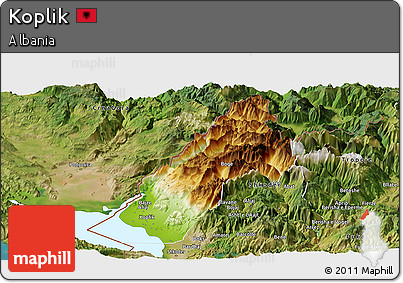 Physical Panoramic Map of Koplik, satellite outside