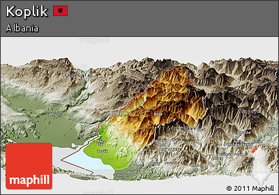 Physical Panoramic Map of Koplik, semi-desaturated