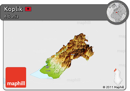 Physical Panoramic Map of Koplik, single color outside