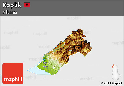 Physical Panoramic Map of Koplik, single color outside