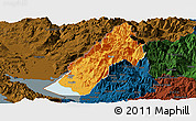 Political Panoramic Map of Koplik, darken