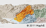 Political Panoramic Map of Koplik, lighten, semi-desaturated