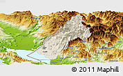 Shaded Relief Panoramic Map of Koplik, physical outside