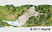 Shaded Relief Panoramic Map of Koplik, satellite outside