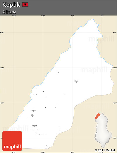 Classic Style Simple Map of Koplik, single color outside