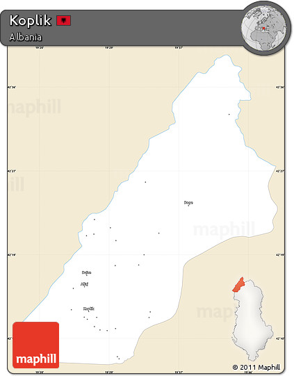 Classic Style Simple Map of Koplik, single color outside