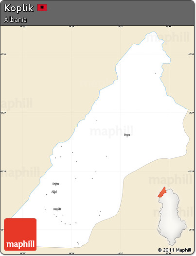 Classic Style Simple Map of Koplik, single color outside