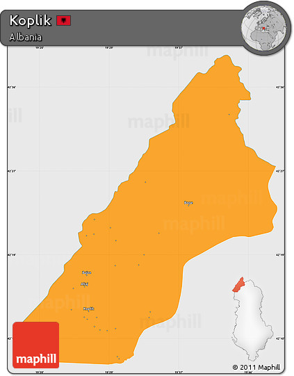 Political Simple Map of Koplik, single color outside