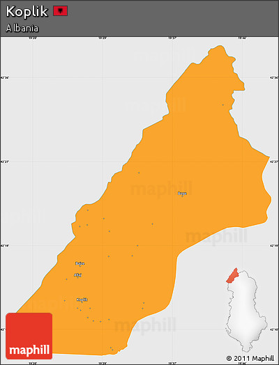 Political Simple Map of Koplik, single color outside