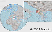 Gray Location Map of Kuçovë, hill shading