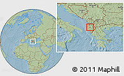 Savanna Style Location Map of Kuçovë, hill shading