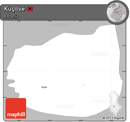 Gray Simple Map of Kuçovë, single color outside