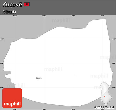 Gray Simple Map of Kuçovë, single color outside