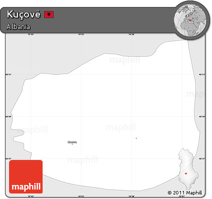 Silver Style Simple Map of Kuçovë, single color outside