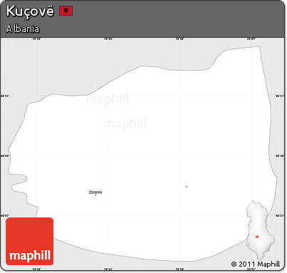 Silver Style Simple Map of Kuçovë, single color outside