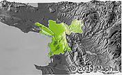 Physical 3D Map of Lezhë, darken, desaturated