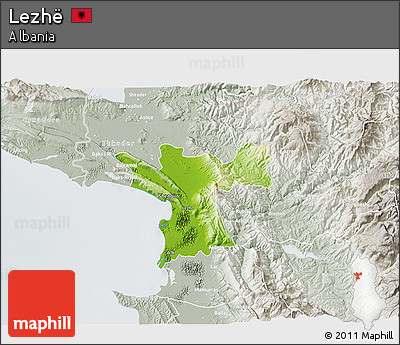 Physical 3D Map of Lezhë, lighten, semi-desaturated