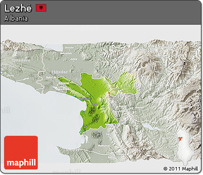 Physical 3D Map of Lezhë, lighten, semi-desaturated