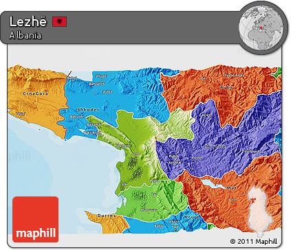 Physical 3D Map of Lezhë, political outside