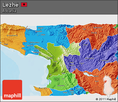 Physical 3D Map of Lezhë, political outside