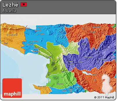 Physical 3D Map of Lezhë, political outside