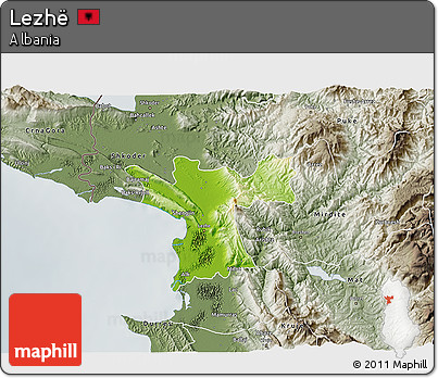 Physical 3D Map of Lezhë, semi-desaturated