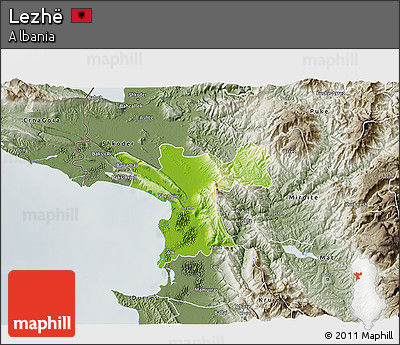 Physical 3D Map of Lezhë, semi-desaturated