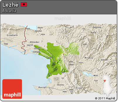 Physical 3D Map of Lezhë, shaded relief outside