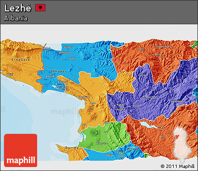 Political 3D Map of Lezhë