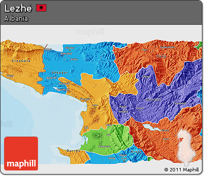 Political 3D Map of Lezhë