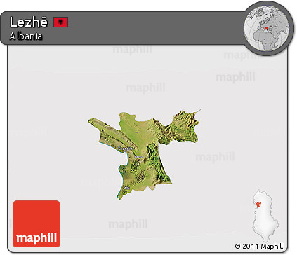 Satellite 3D Map of Lezhë, cropped outside