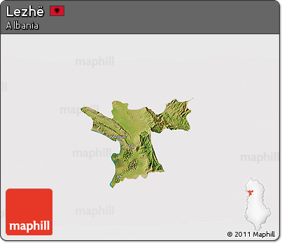 Satellite 3D Map of Lezhë, cropped outside