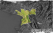 Satellite 3D Map of Lezhë, darken, desaturated