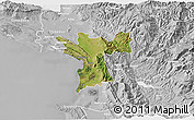 Satellite 3D Map of Lezhë, lighten, desaturated