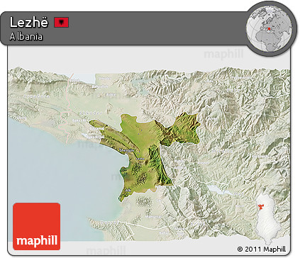 Satellite 3D Map of Lezhë, lighten