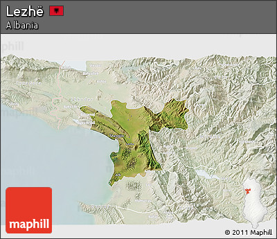 Satellite 3D Map of Lezhë, lighten