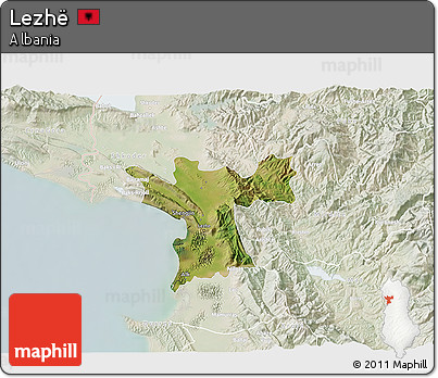 Satellite 3D Map of Lezhë, lighten