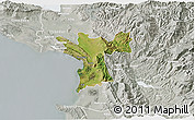 Satellite 3D Map of Lezhë, lighten, semi-desaturated