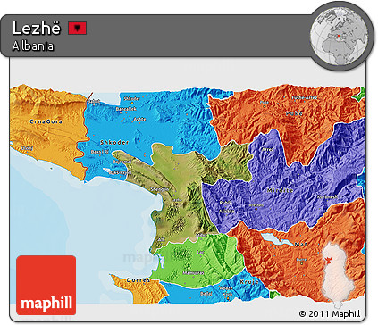 Satellite 3D Map of Lezhë, political outside