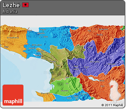 Satellite 3D Map of Lezhë, political outside