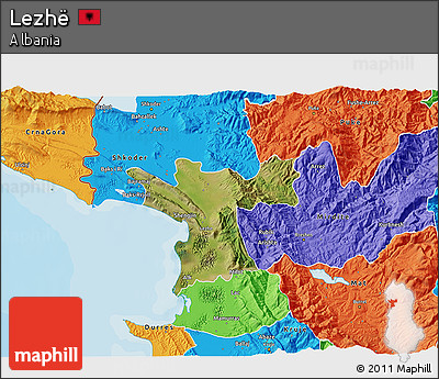 Satellite 3D Map of Lezhë, political outside
