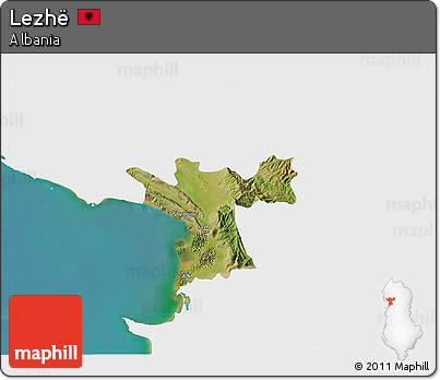 Satellite 3D Map of Lezhë, single color outside