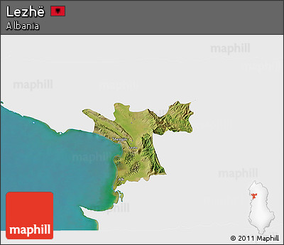 Satellite 3D Map of Lezhë, single color outside