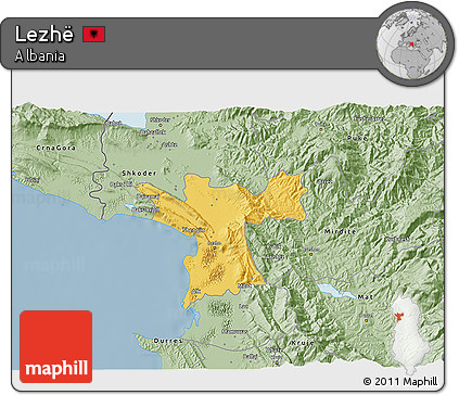 Savanna Style 3D Map of Lezhë