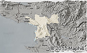 Shaded Relief 3D Map of Lezhë, darken, semi-desaturated