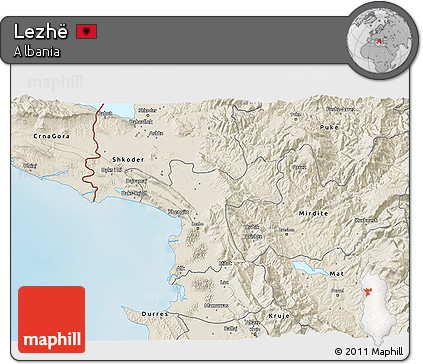 Shaded Relief 3D Map of Lezhë